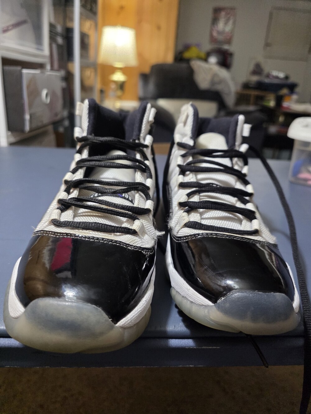 Jordan 11 Concord, Size 7y/8.5w Nike Black and White High-Top Sneakers - Picture 2 of 6